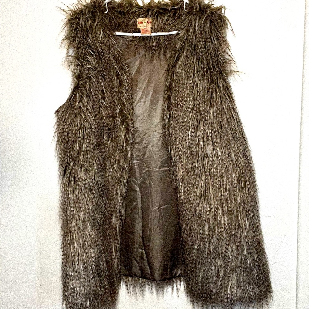 XXL Faux Fur Vest. Silk lined. Long!
